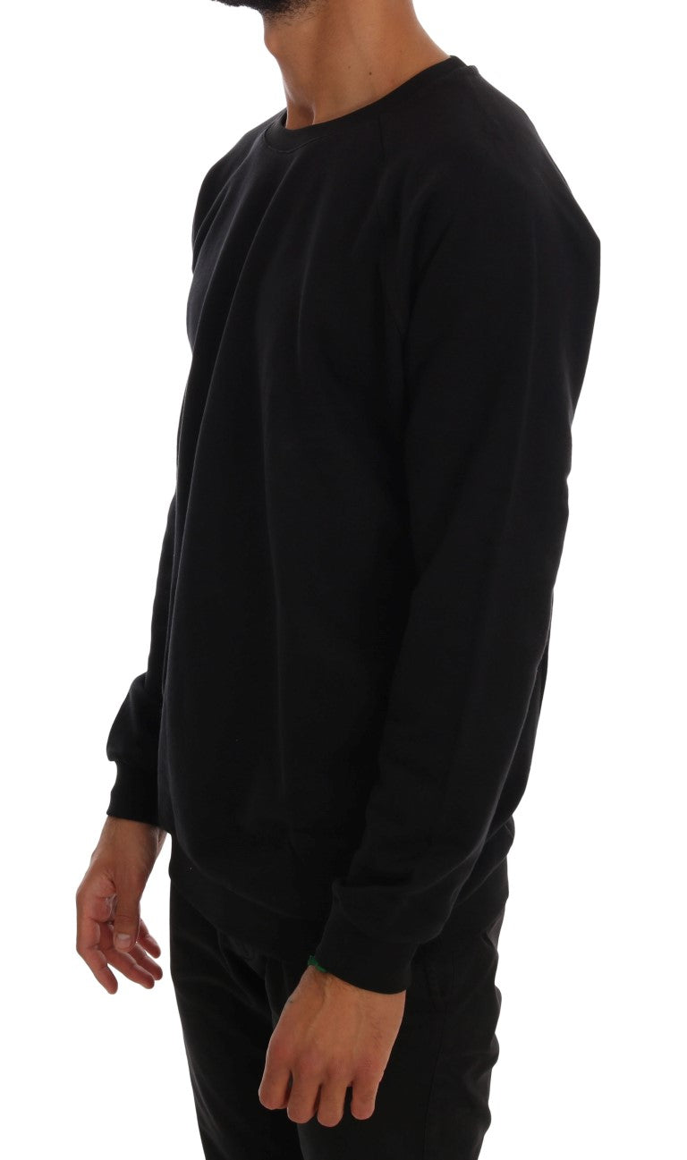 Jersey de algodón con cuello redondo negro