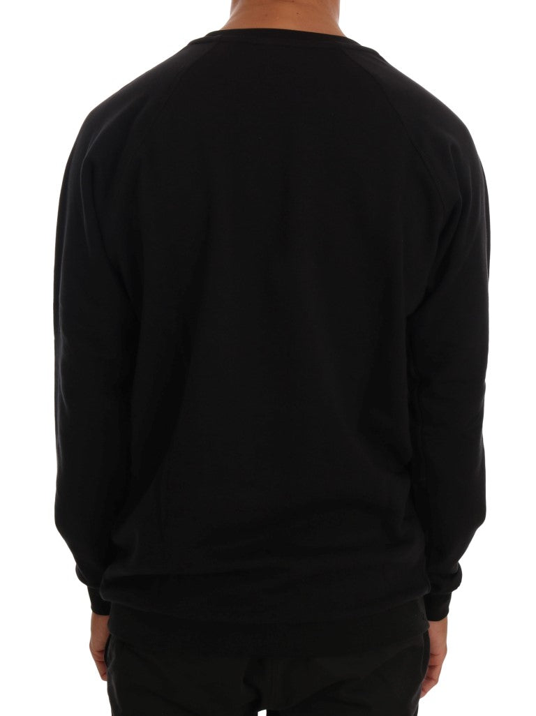Jersey de algodón con cuello redondo negro