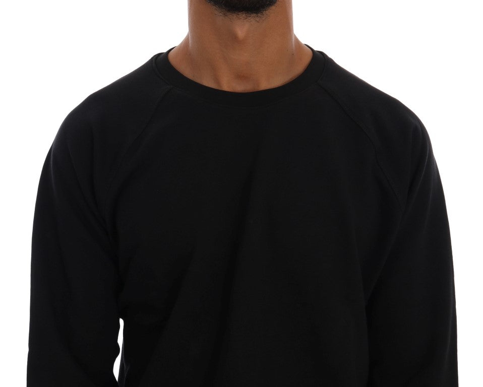Jersey de algodón con cuello redondo negro