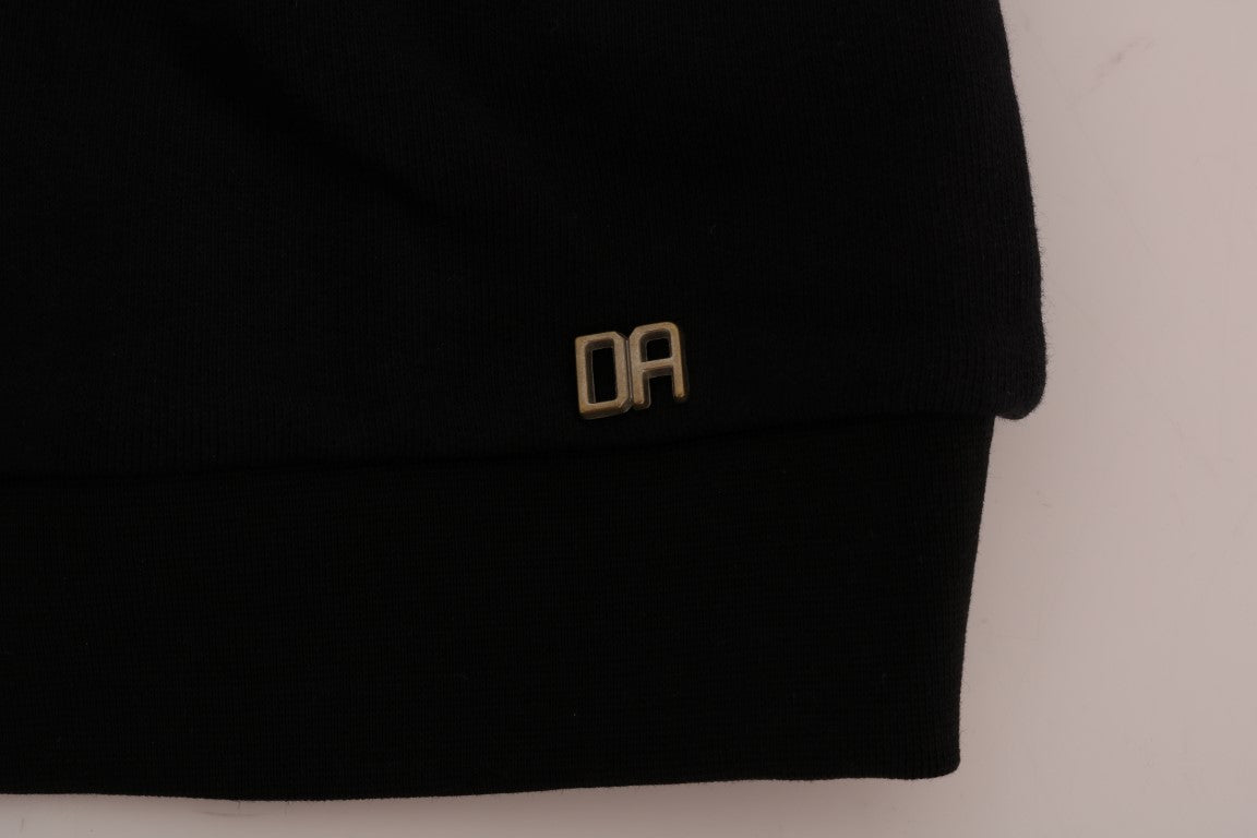 Jersey de algodón con cuello redondo negro