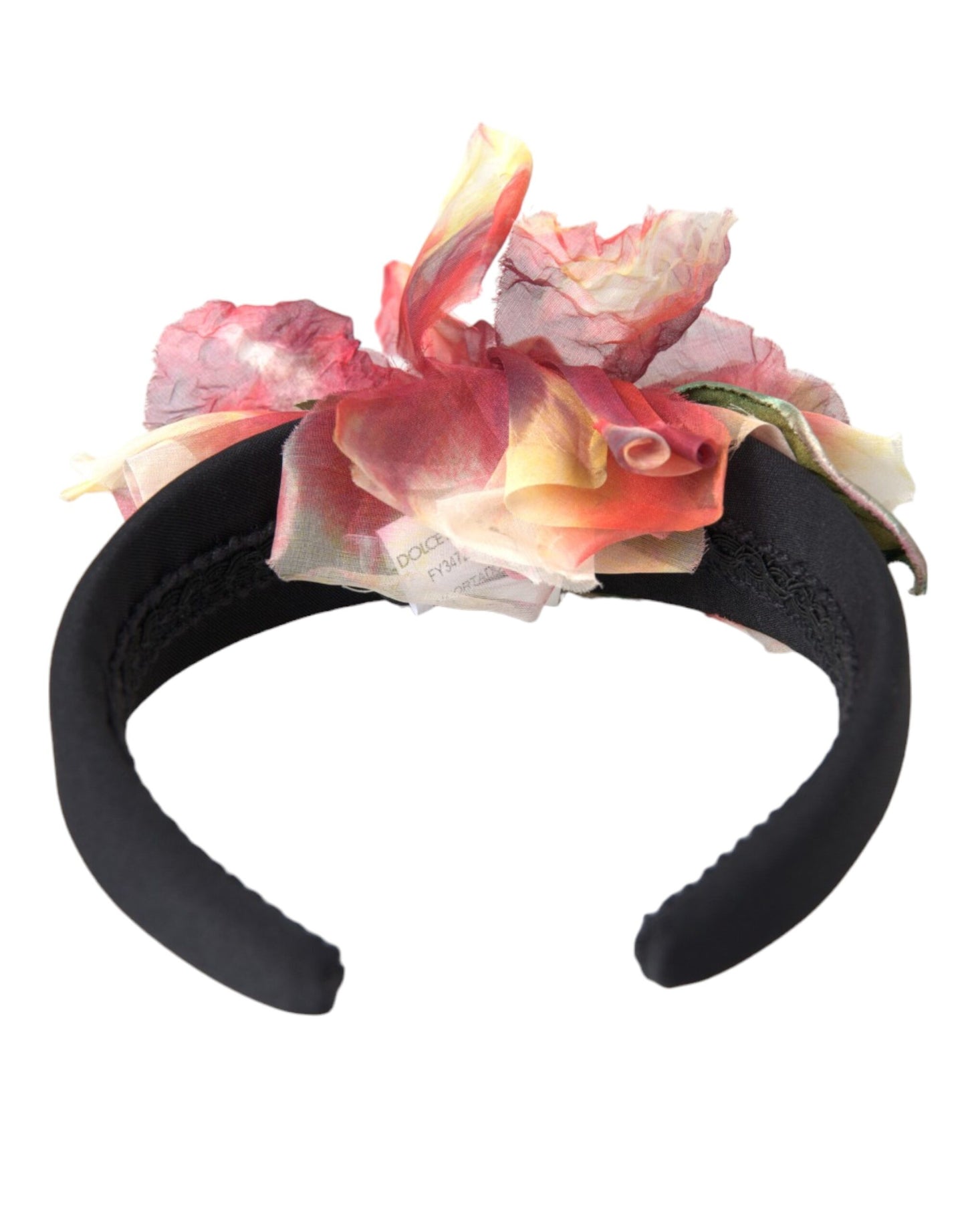 Dolce & Gabbana Rose Pink Seide Floral Schwarz Tiara Frauen Haarband Diadem