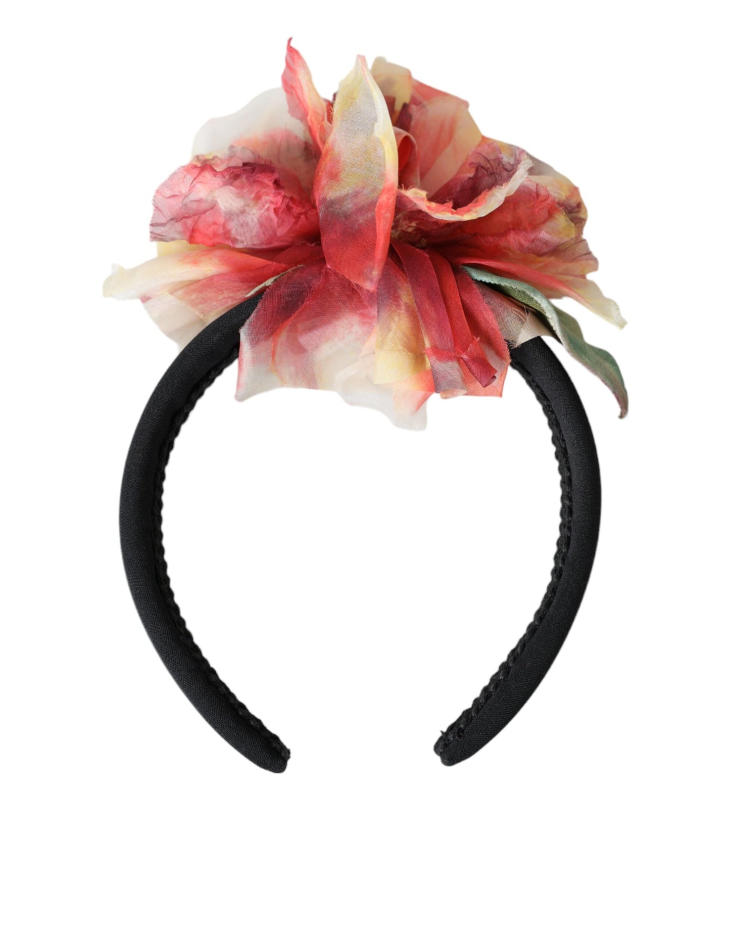 Dolce & Gabbana Rose Pink Seide Floral Schwarz Tiara Frauen Haarband Diadem