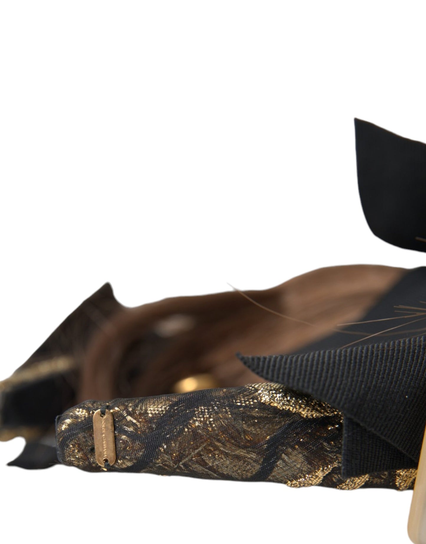 Dolce & Gabbana Schwarzer Kristallknopf Braunes Haar Damen Stirnband Diadem