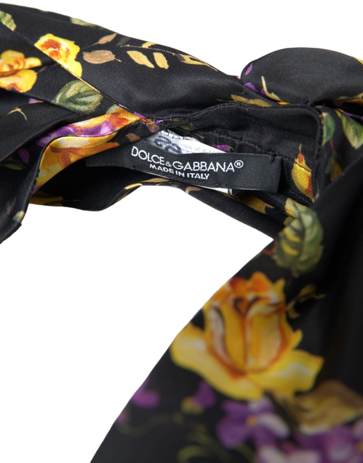 Dolce & Gabbana Schwarzes Seiden-Stirnband mit Blumenapplikation für Damen