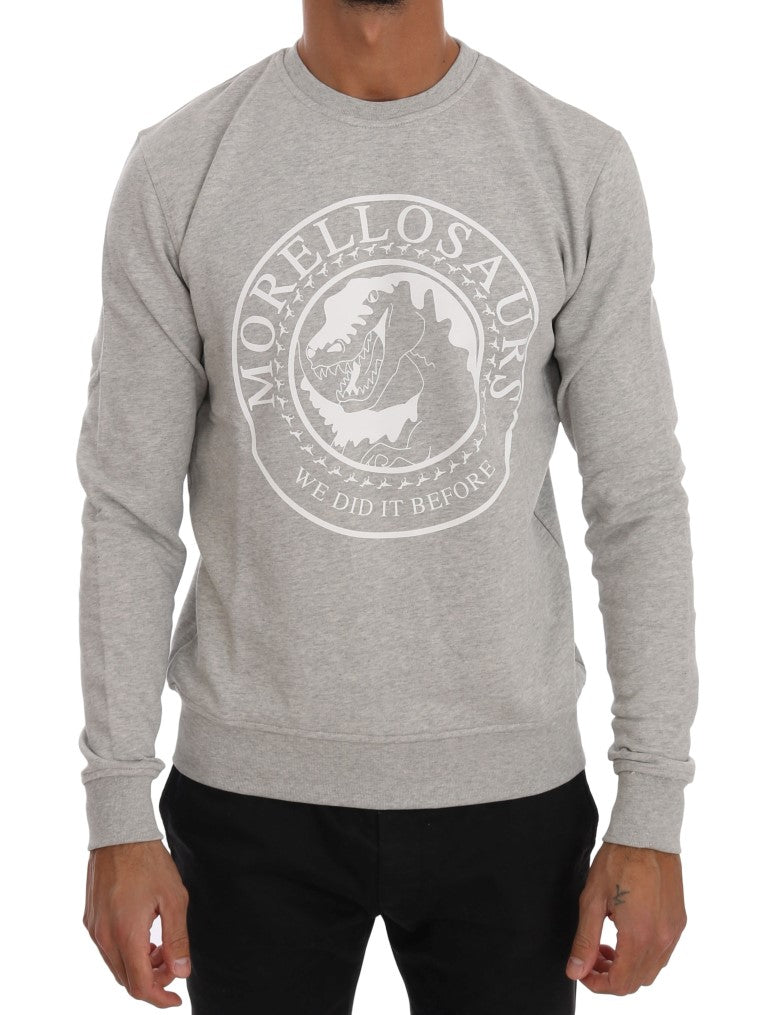 Jersey de algodón gris con cuello redondo