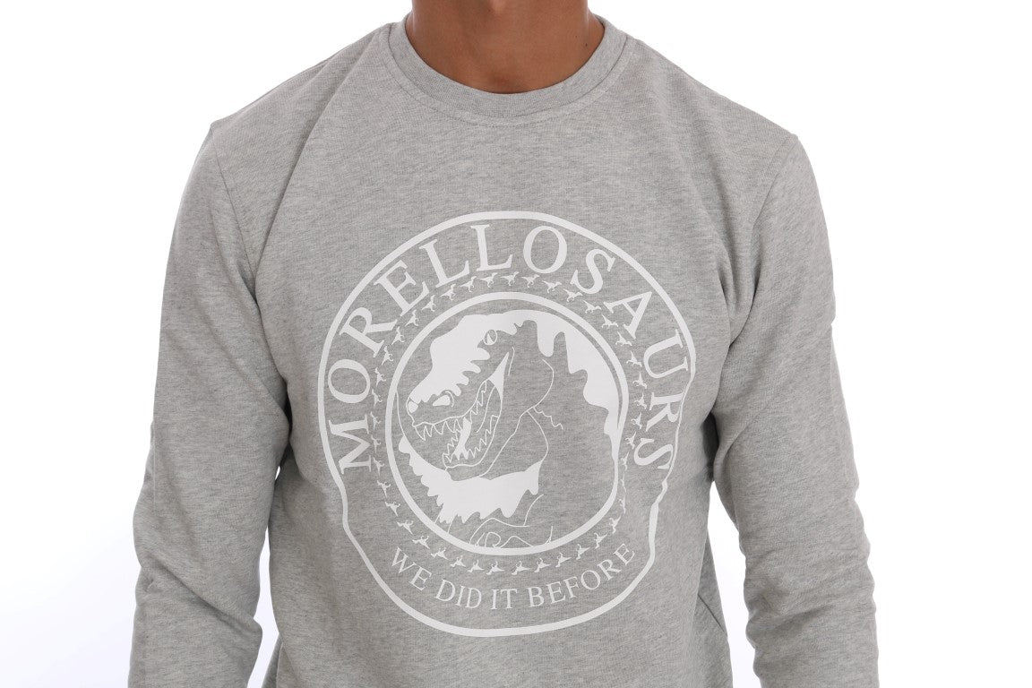 Jersey de algodón gris con cuello redondo