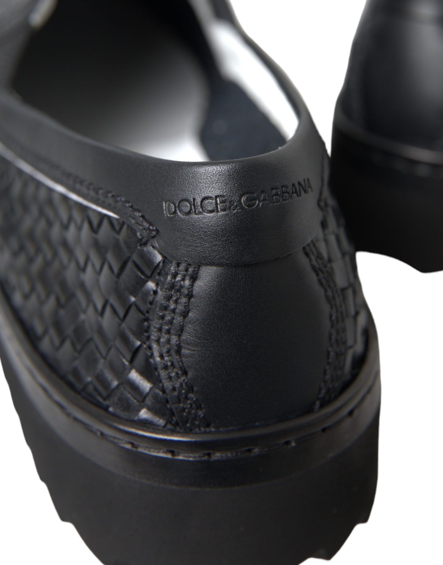 Dolce & Gabbana Schwarze Loafer aus gewebtem Büffelleder für Herren