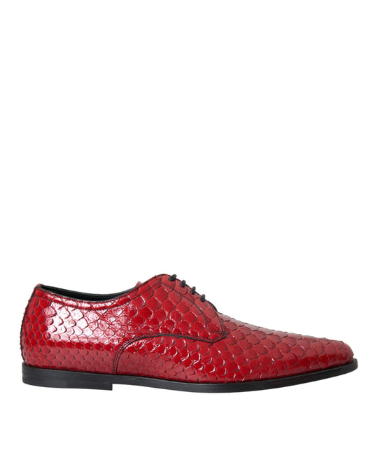 Dolce & Gabbana Rot Strukturierte Lackierte Derby Herren Formelle Schuhe