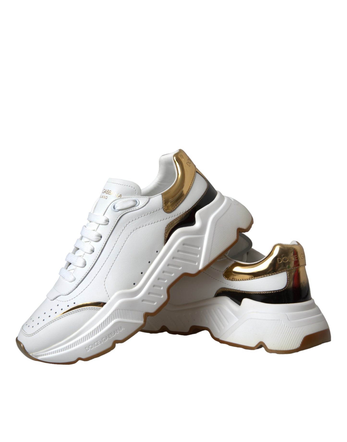 Dolce & Gabbana – Daymaster – Sneaker aus Leder in Weißgold