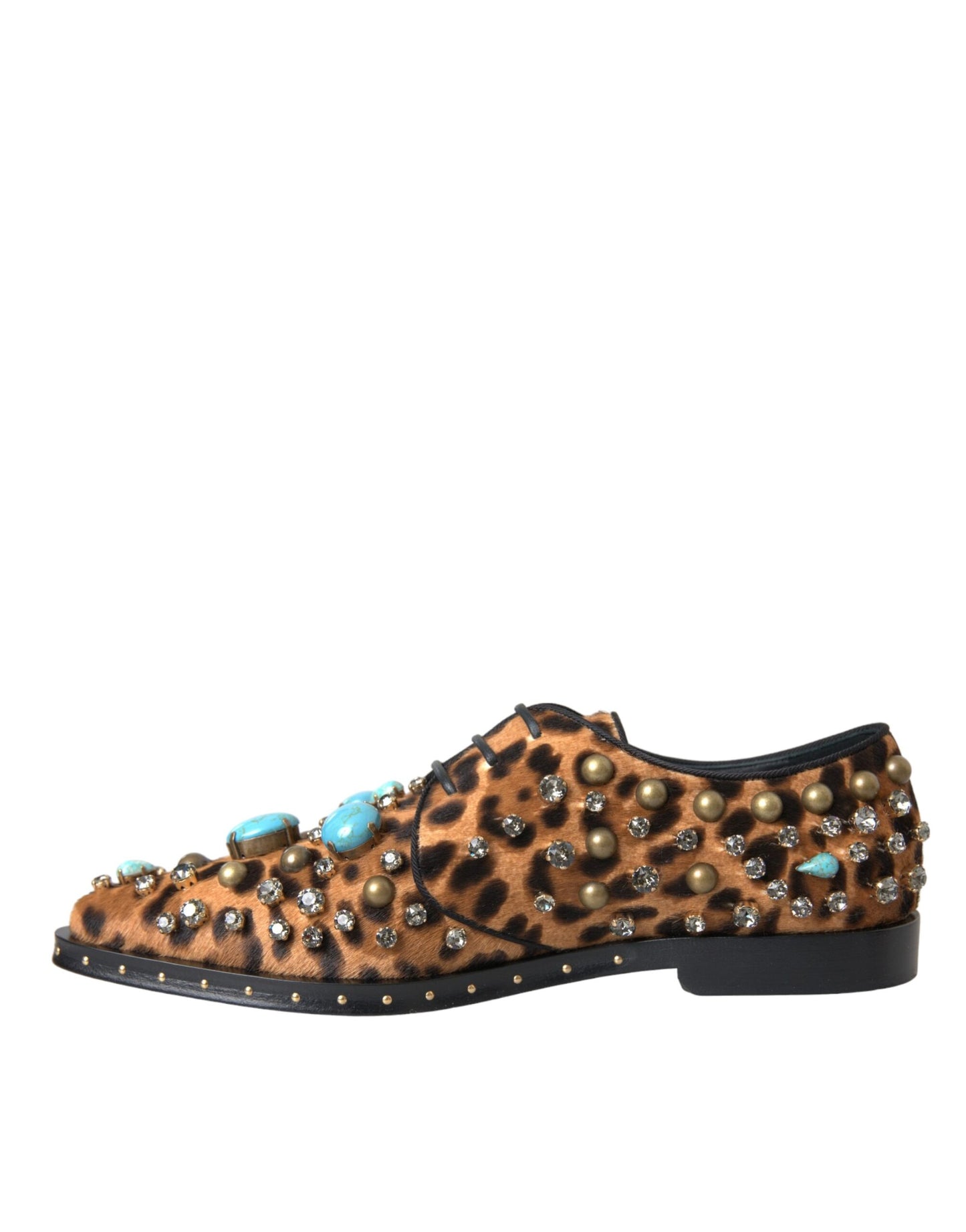 Dolce & Gabbana Braunes Leopardenhaar-Kristallkleid Broque-Schuhe