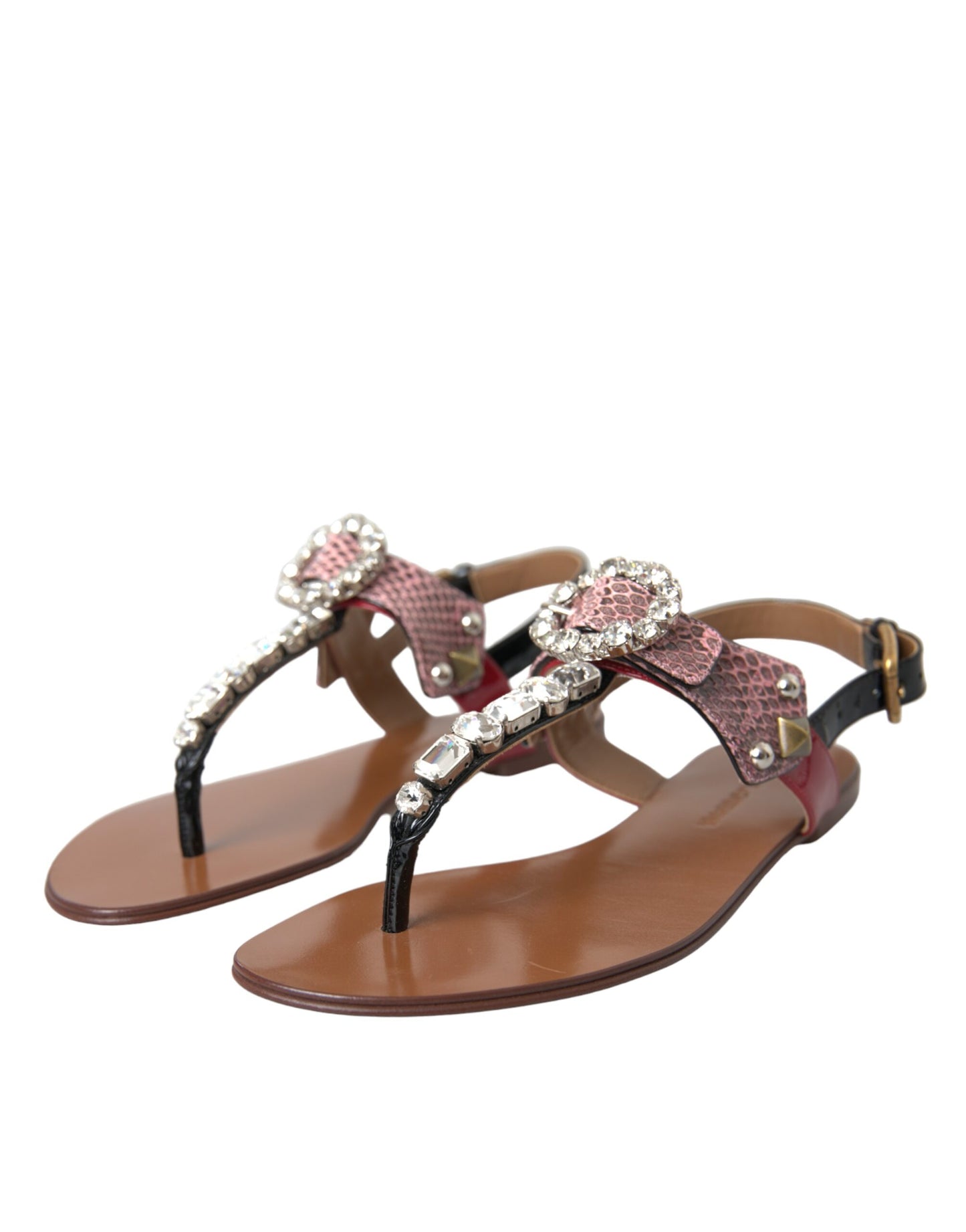 Dolce & Gabbana Mehrfarbige Kristallsandalen Flip-Flops Schuhe