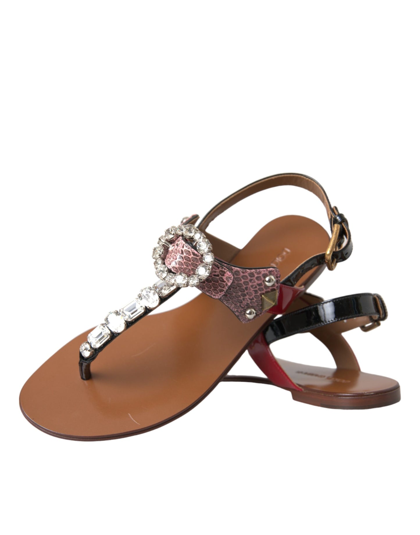 Dolce & Gabbana Mehrfarbige Kristallsandalen Flip-Flops Schuhe