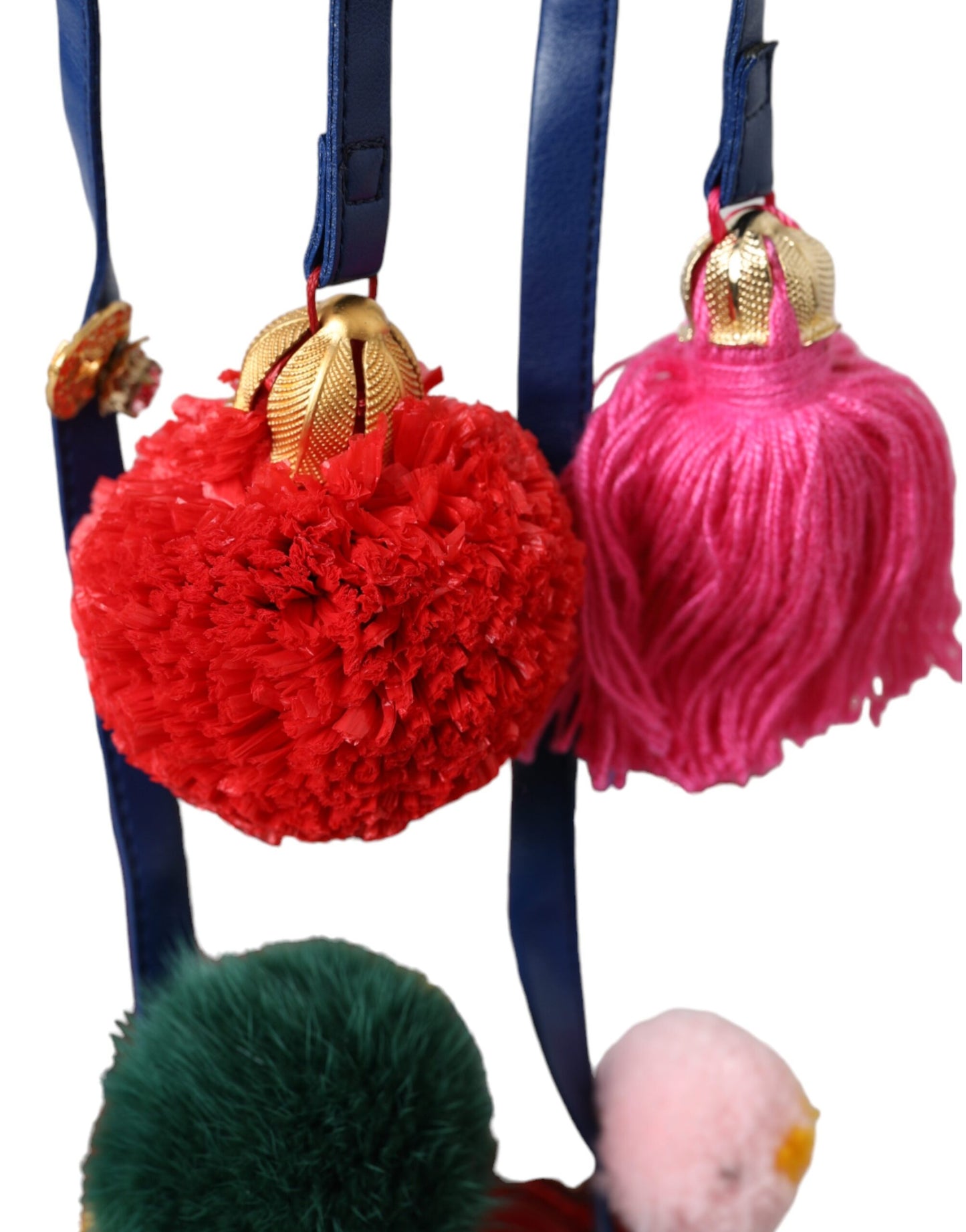 Dolce & Gabbana – Sandalen mit Fellumschlag und Bommeln in Mehrfarbig