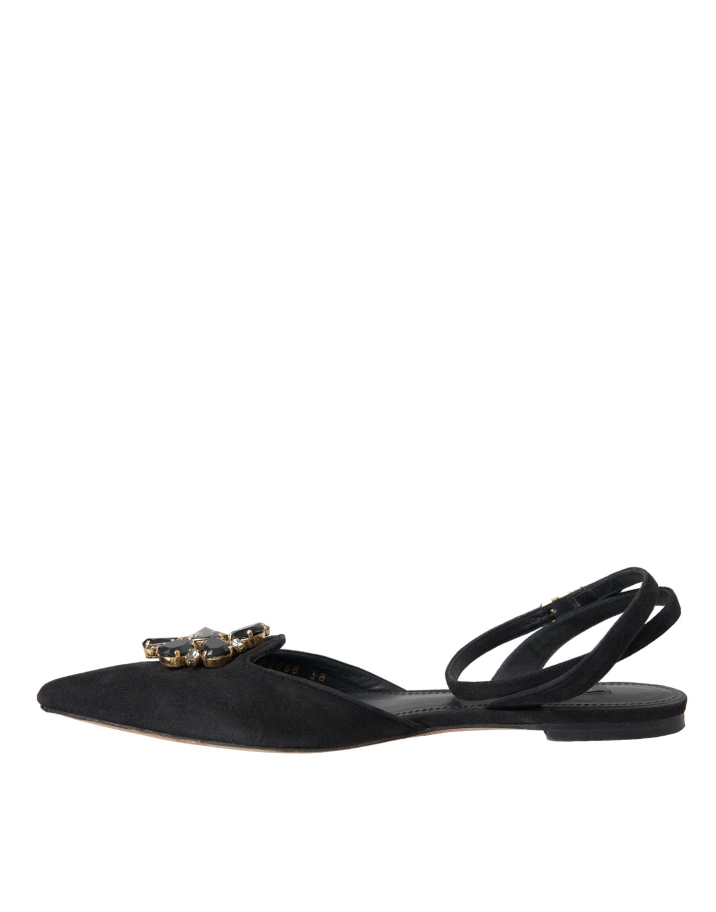 Dolce & Gabbana – Slingback-Sandalen aus schwarzem Leder mit Kristallen