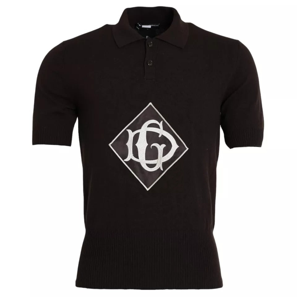 Dolce & Gabbana – Kurzärmliges T-Shirt mit Kragen und Logo in Braun für Herren