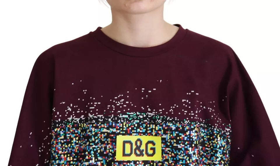 Dolce & Gabbana Bordeauxfarbenes Baumwoll-T-Shirt mit Rundhalsausschnitt und D&G-Print