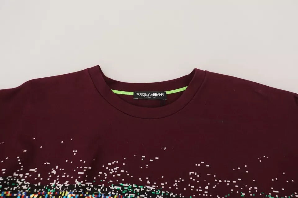 Dolce & Gabbana Bordeauxfarbenes Baumwoll-T-Shirt mit Rundhalsausschnitt und D&G-Print