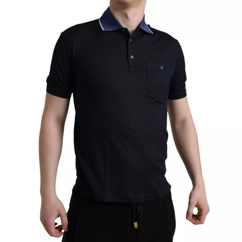 Dolce & Gabbana – Marineblaues Polo-T-Shirt mit Kragen und kurzen Ärmeln