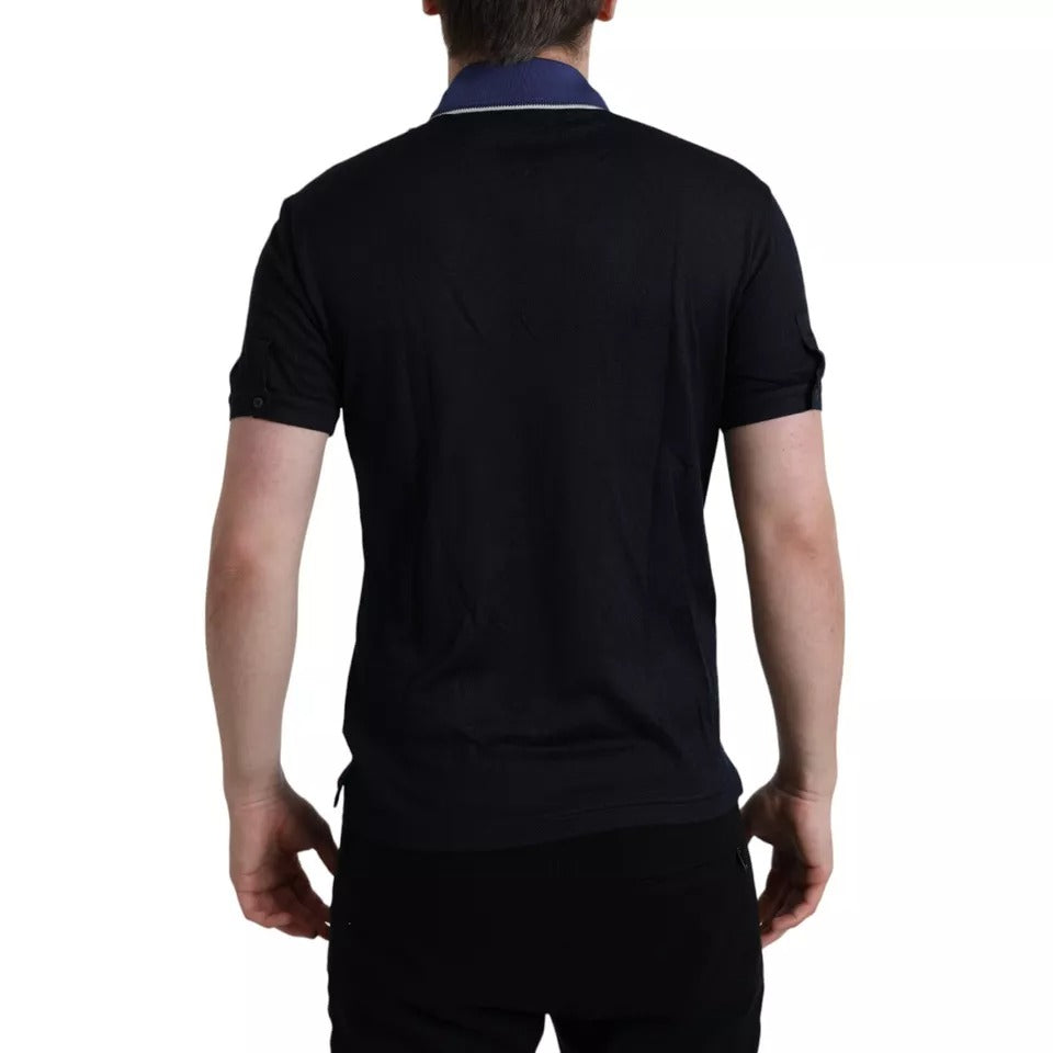 Dolce & Gabbana – Marineblaues Polo-T-Shirt mit Kragen und kurzen Ärmeln