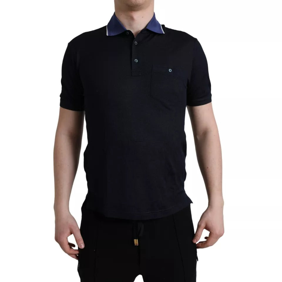 Dolce & Gabbana – Marineblaues Polo-T-Shirt mit Kragen und kurzen Ärmeln