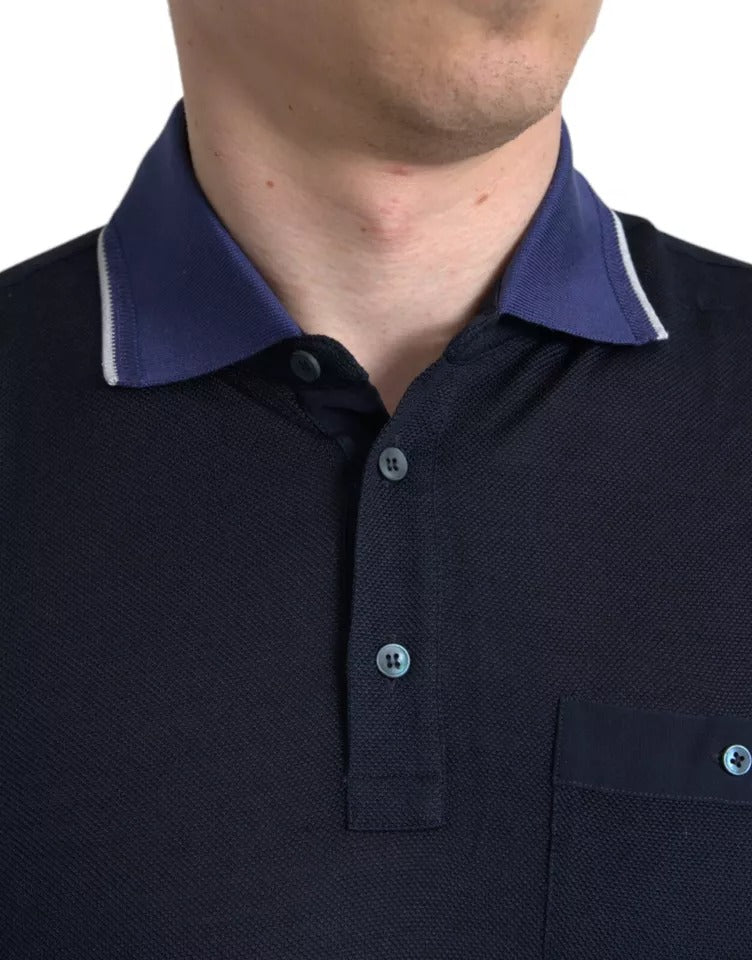 Dolce & Gabbana – Marineblaues Polo-T-Shirt mit Kragen und kurzen Ärmeln