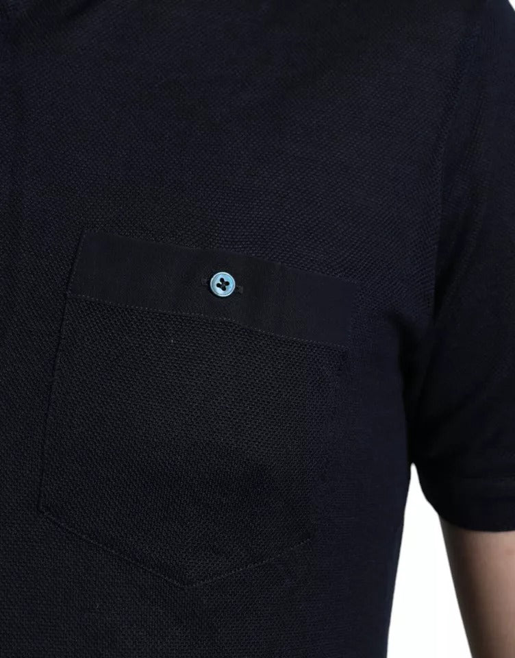 Dolce & Gabbana – Marineblaues Polo-T-Shirt mit Kragen und kurzen Ärmeln