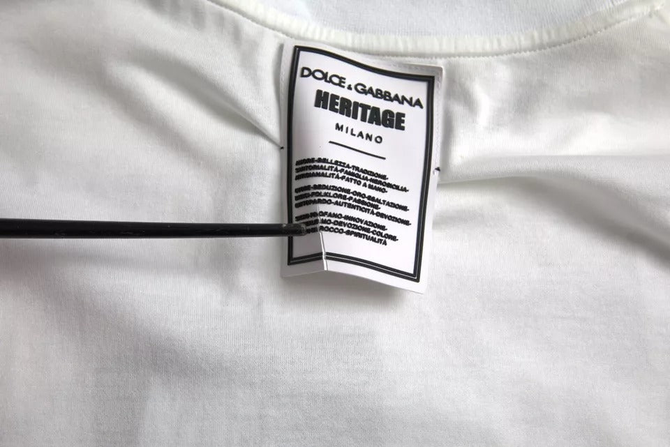 Dolce & Gabbana – Weißes T-Shirt mit Rundhalsausschnitt aus Baumwolle mit Löwenkrone-Logo