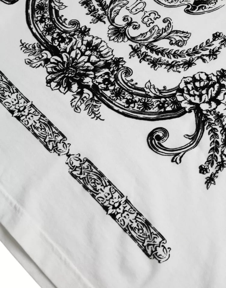 Dolce & Gabbana – Weißes T-Shirt mit Rundhalsausschnitt aus Baumwolle mit Löwenkrone-Logo