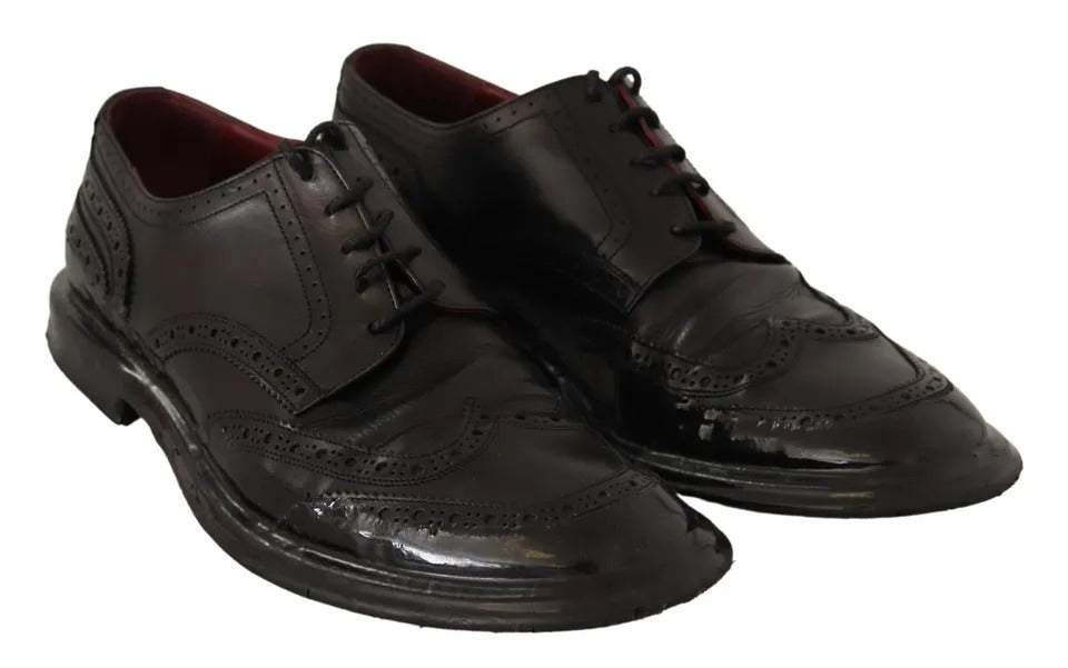 Dolce & Gabbana – Schwarze Oxford-Schuhe aus Leder im Brogue-Stil