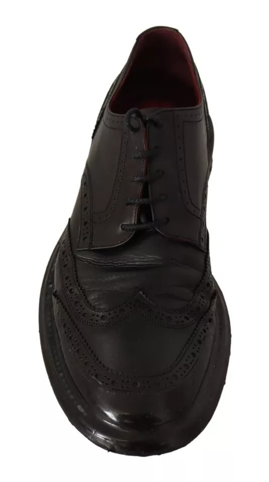 Dolce & Gabbana – Schwarze Oxford-Schuhe aus Leder im Brogue-Stil