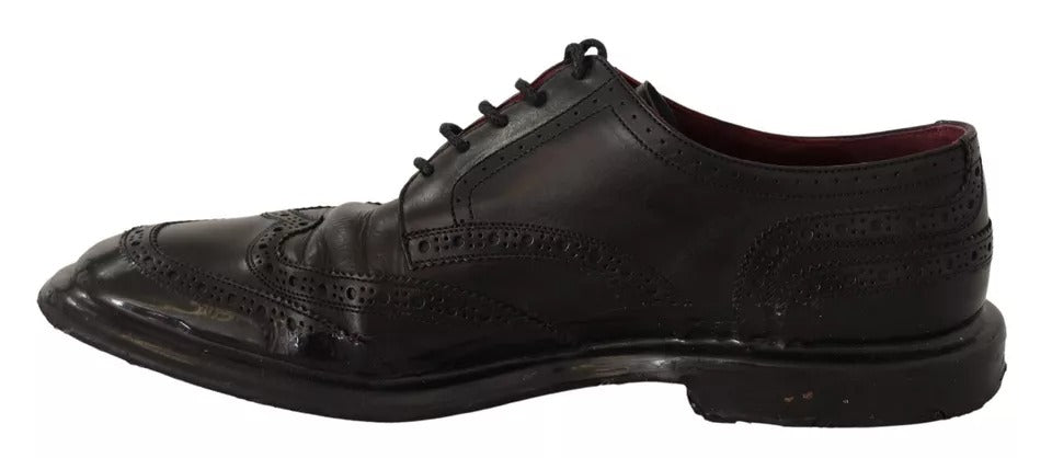 Dolce & Gabbana – Schwarze Oxford-Schuhe aus Leder im Brogue-Stil