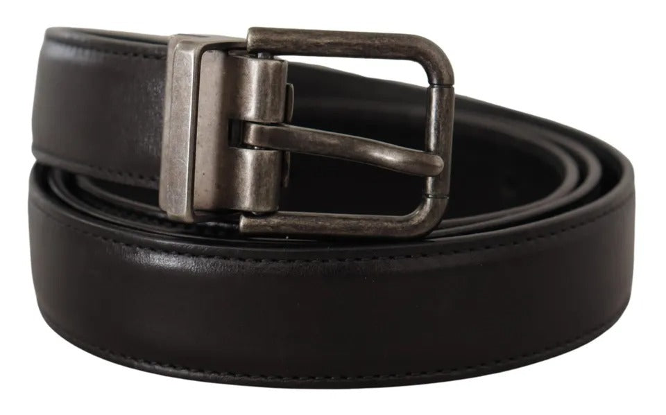 Dolce & Gabbana – Schwarzer Gürtel aus Kalbsleder mit Vintage-Logo und Metallschnalle