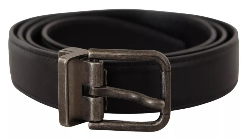 Dolce & Gabbana – Schwarzer Gürtel aus Kalbsleder mit Vintage-Logo und Metallschnalle
