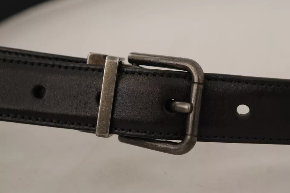 Dolce & Gabbana – Schwarzer Gürtel aus Kalbsleder mit Vintage-Logo und Metallschnalle