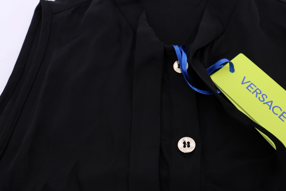 Versace Jeans Chic Ärmellose Schwarze Bluse