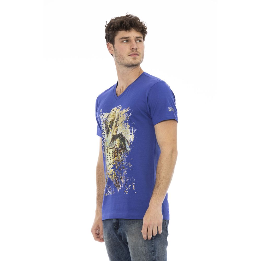 Camiseta de algodón azul