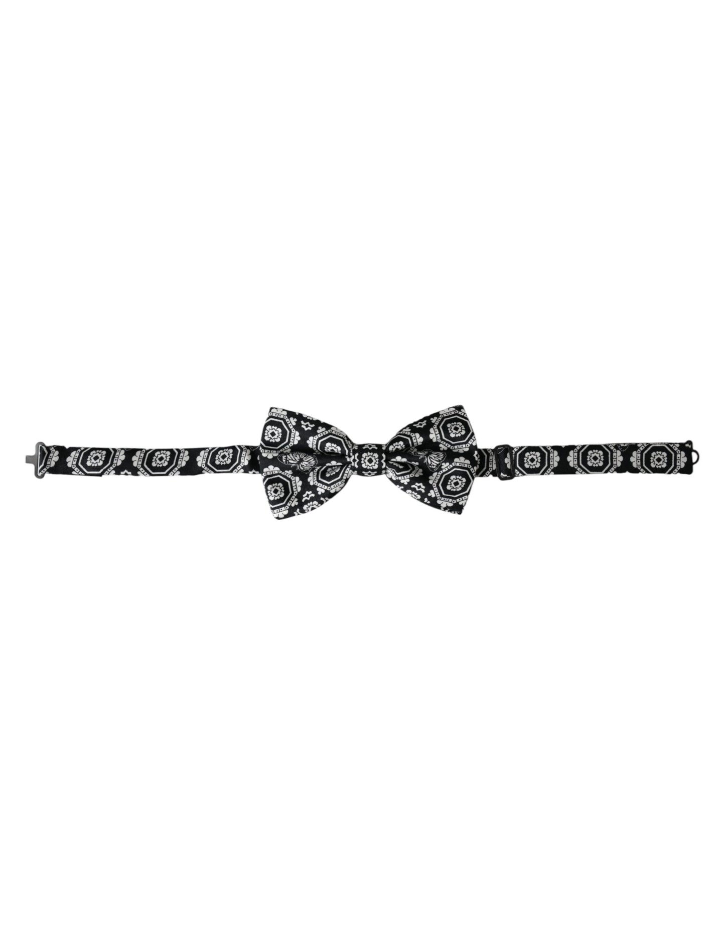 Dolce & Gabbana – Schwarz-weiß bedruckte, verstellbare Fliege für Herren