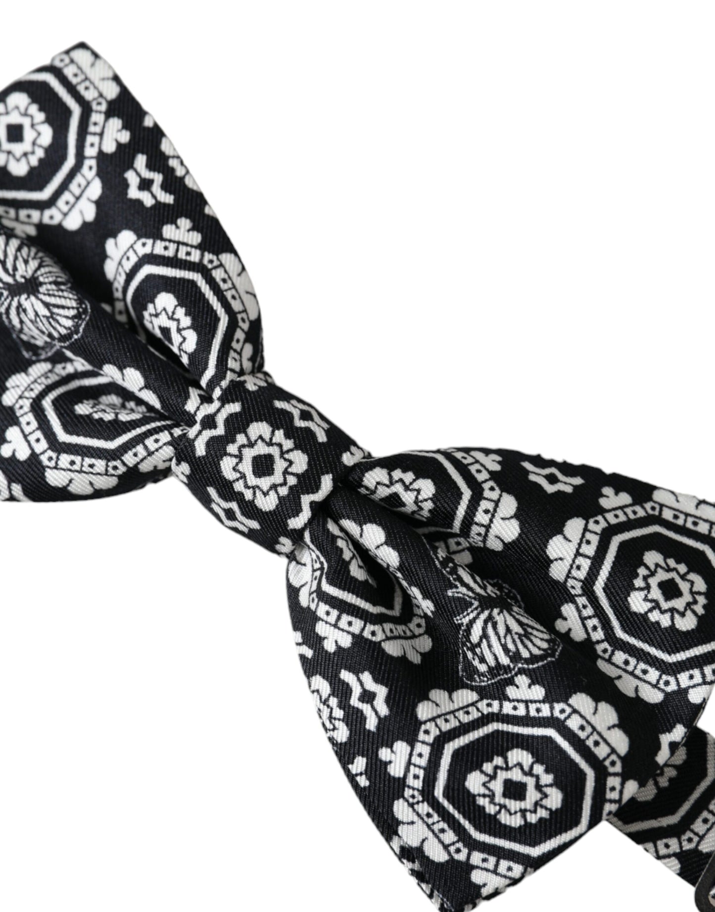 Dolce & Gabbana – Schwarz-weiß bedruckte, verstellbare Fliege für Herren