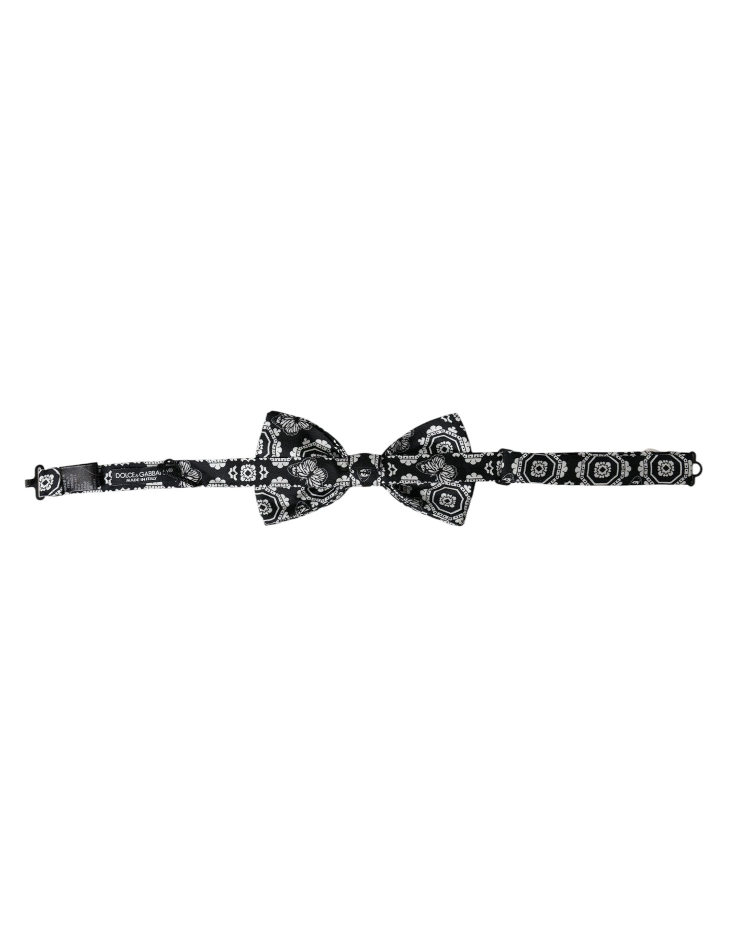 Dolce & Gabbana – Schwarz-weiß bedruckte, verstellbare Fliege für Herren