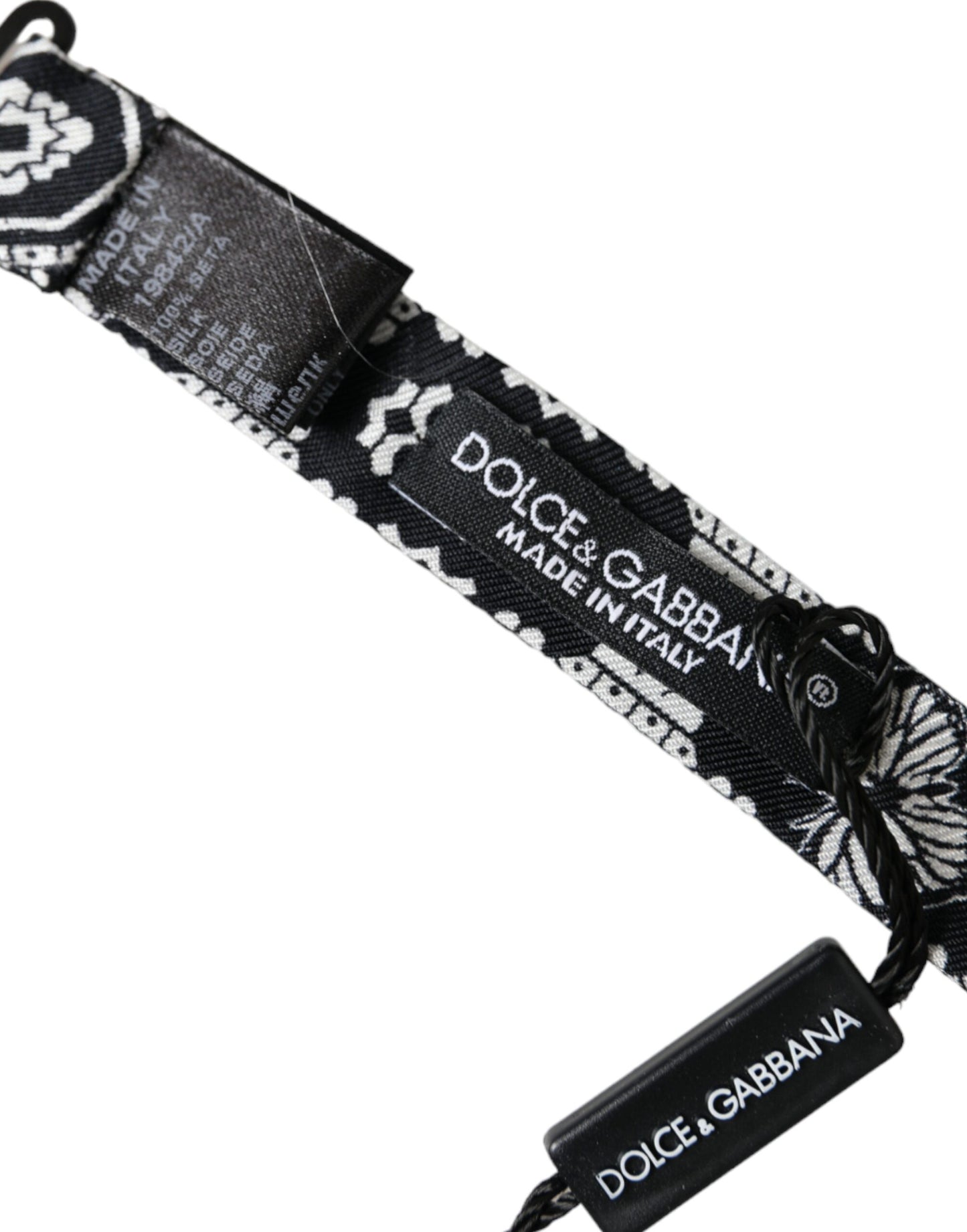 Dolce & Gabbana – Schwarz-weiß bedruckte, verstellbare Fliege für Herren
