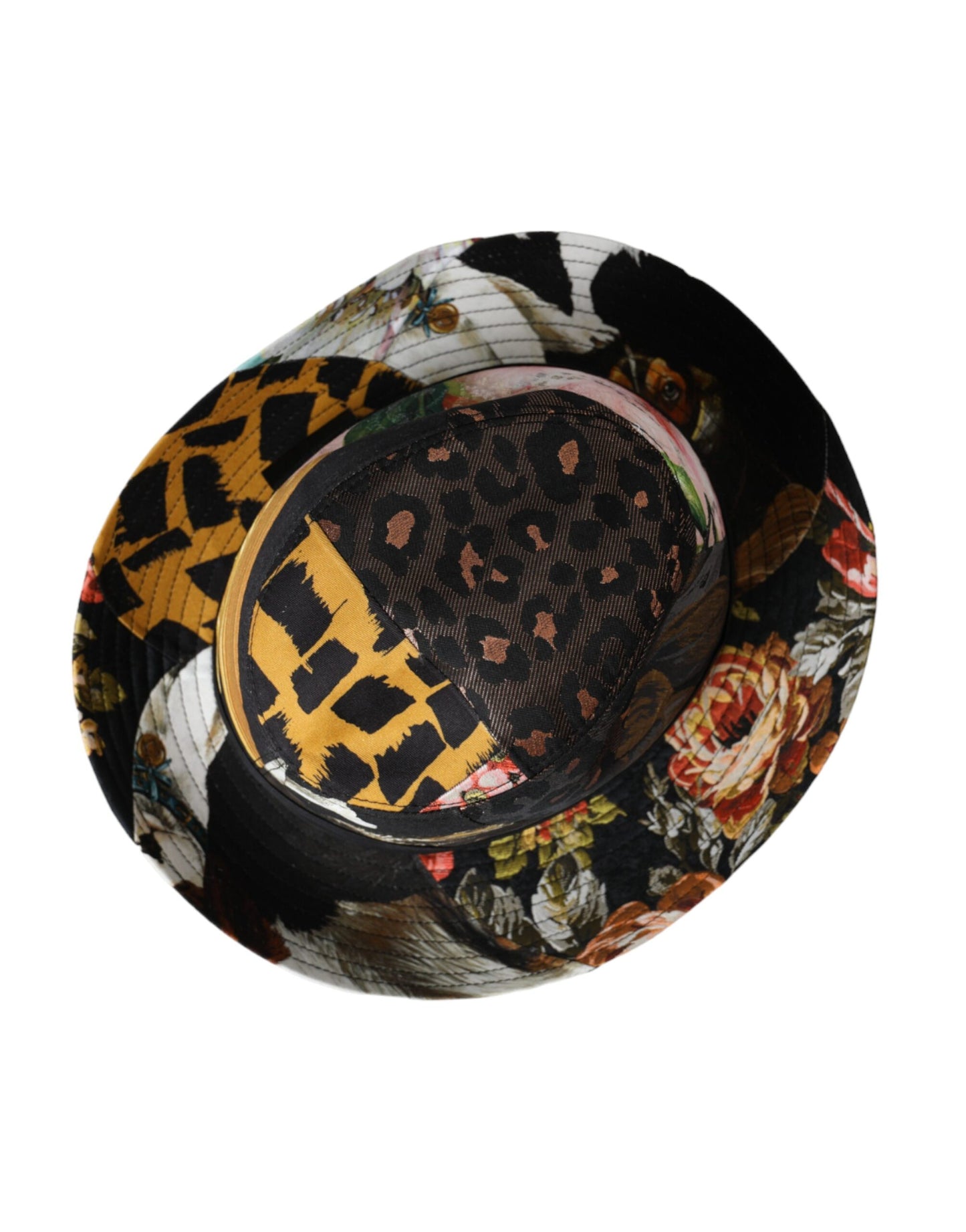 Dolce & Gabbana Mehrfarbiger Patchwork-Fedora-Hut für Damen mit breiter Krempe
