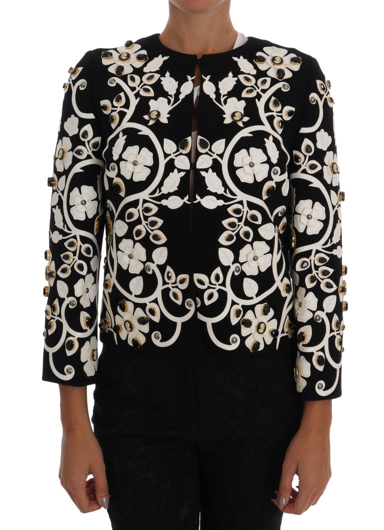 Manteau en laine brodé de fleurs et cristaux Dolce & Gabbana