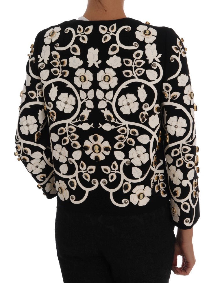 Manteau en laine brodé de fleurs et cristaux Dolce & Gabbana