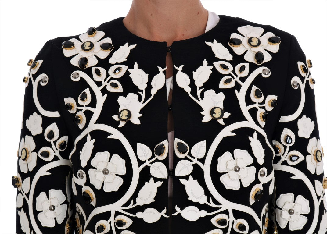 Manteau en laine brodé de fleurs et cristaux Dolce & Gabbana
