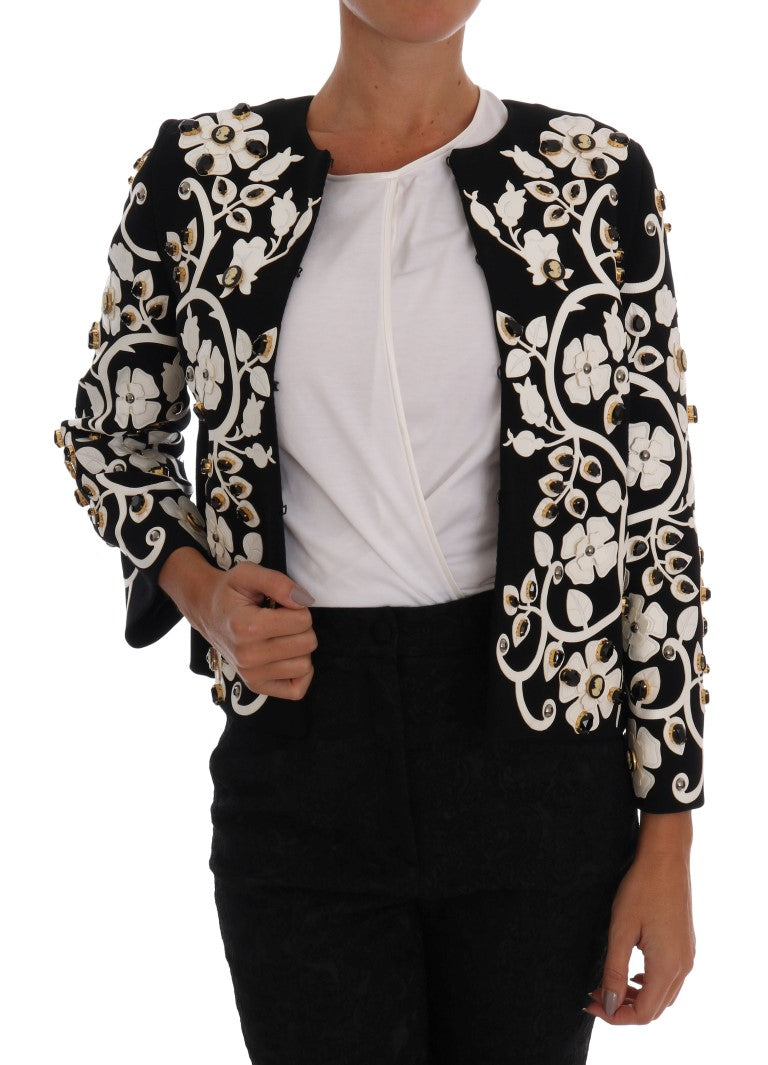Manteau en laine brodé de fleurs et cristaux Dolce & Gabbana