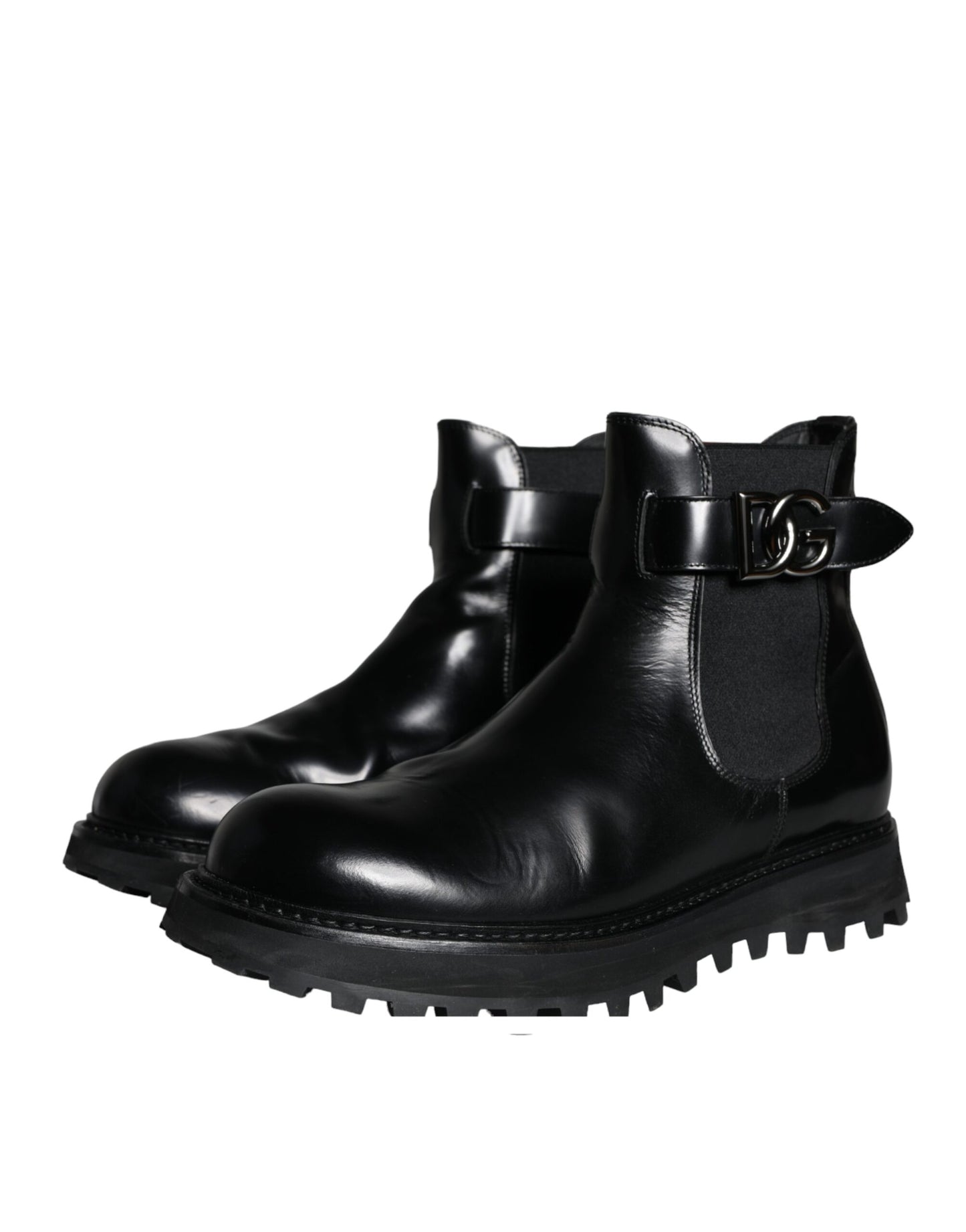 Dolce & Gabbana – Chelsea-Boots mit DG-Logo und schwarzem Gürtel für Herren