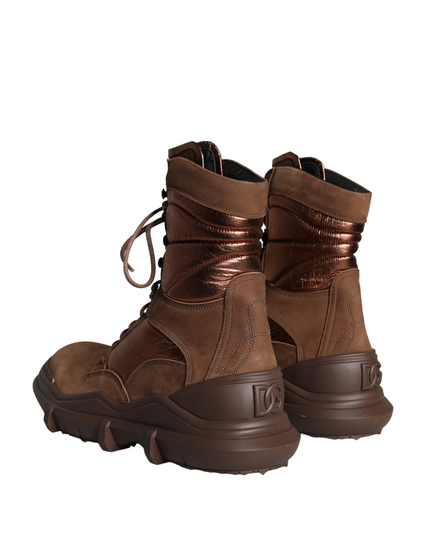 Dolce & Gabbana Braun Wildleder Militär Kampf Herren Stiefel Schuhe