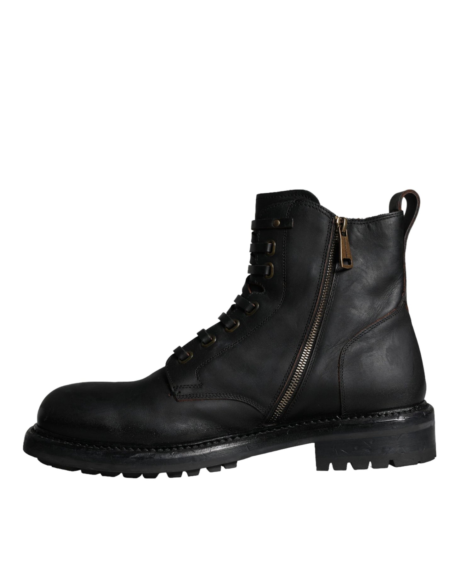 Dolce & Gabbana – Schwarze, halbhohe Schnürstiefeletten Herren Schuhe