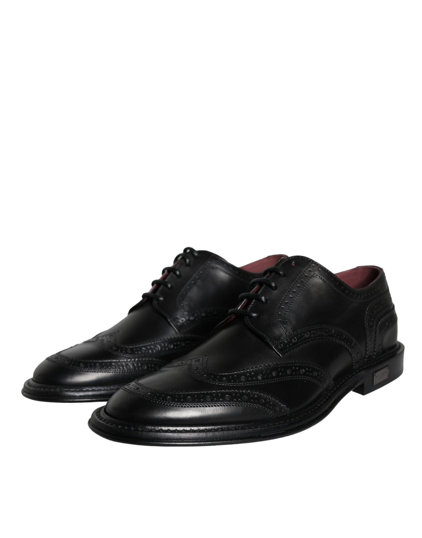 Dolce & Gabbana – Formelle Oxford-Schuhe aus schwarzem Leder mit Flügelkappe für Herren
