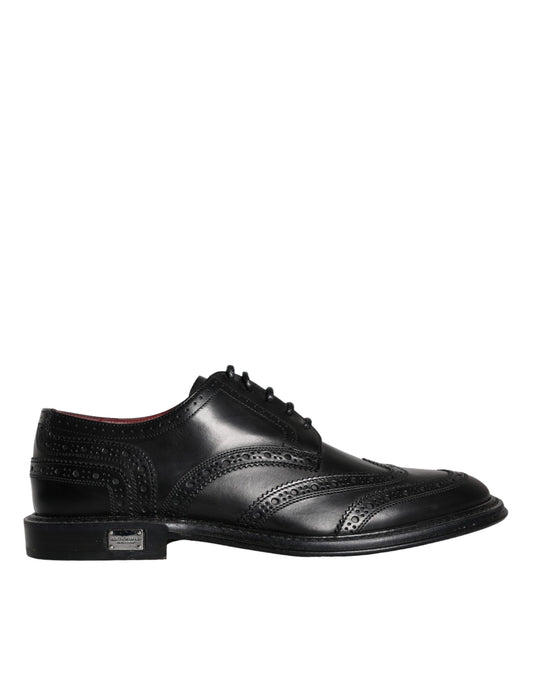 Dolce & Gabbana – Formelle Oxford-Schuhe aus schwarzem Leder mit Flügelkappe für Herren